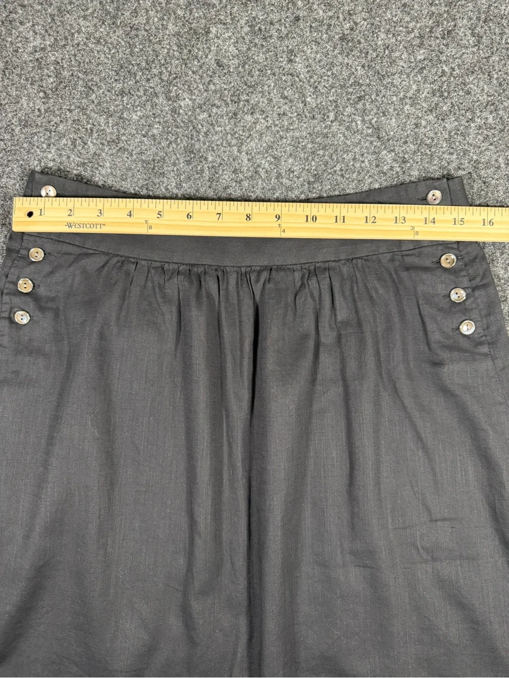 J.CREW Black Cotton Linen Sailor Button A-Line Knee Skirt Ruffle Hem Size 6